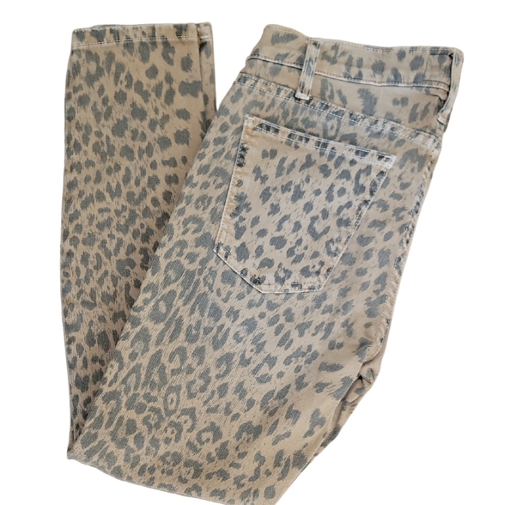 Current/Elliott Tan and Black Stiletto Leopard Print Skinny Ankle Jeans Size 27